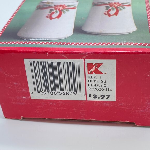 Tienshan/Fairfield Poinsettia & Ribbons Salt Pepper Shakers Festive Holiday READ - Picture 6 of 7